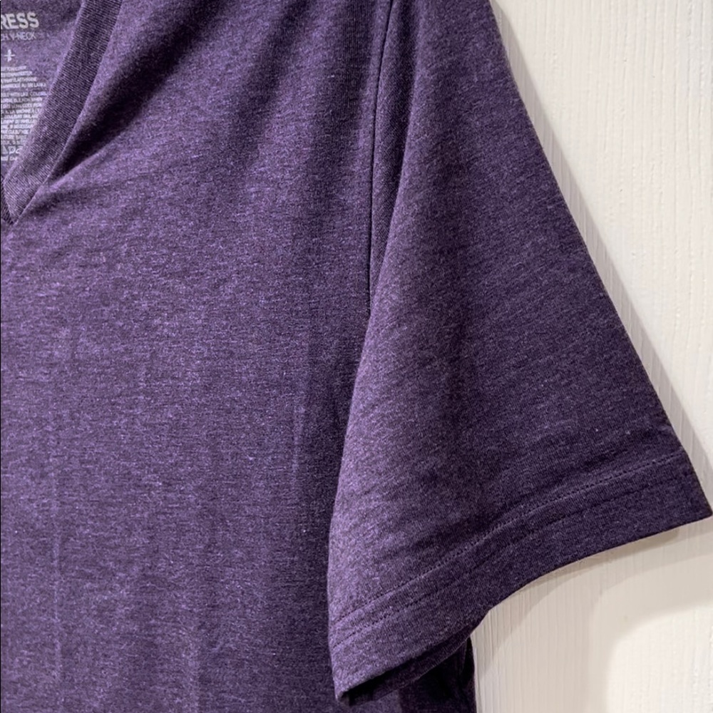 Express Purple Color Stretch V-Neck Short Sleeve Men’s Shirt, Small - Picture 8 of 11